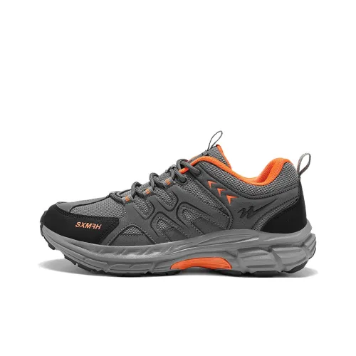 Binary Cushioning Rebound Grip Support Breathable Slip Resistant Low Top Hiking Shoes Men's Gray Orange