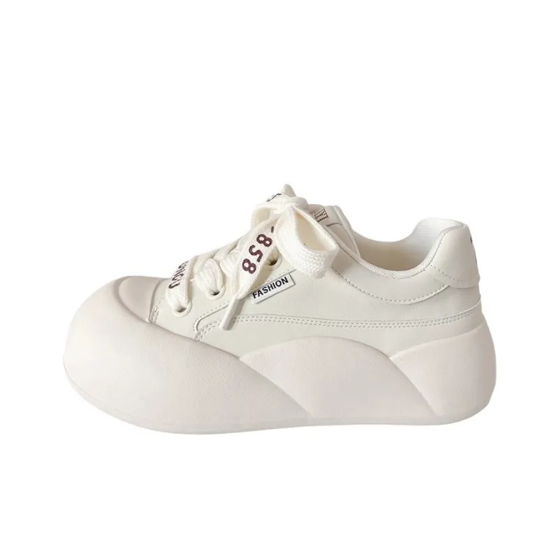 BINGO DUCK Slip Resistant Low Top Skateboard Shoes Women's Beige-4