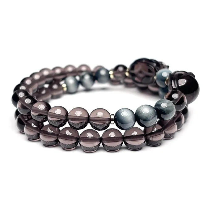 MOUNTAINS AND MANS Obsidian New Chinese Style Stackable Good Luck Beaded Bracelet Unisex-1