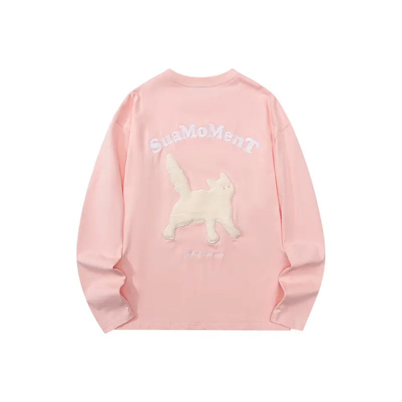 Suamoment T Shirt Spring And Summer Cute Cartoon Casual Loose Fit Long Sleeved T Shirt Unisex-5