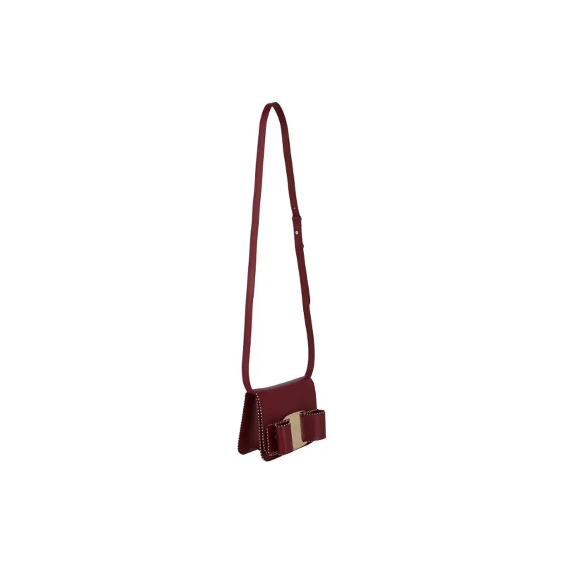 FERRAGAMO Vara Leather Shoulder Bag, Crossbody Bag Mini Women's Rouge Red-2