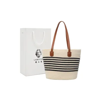 Old Man's Head Fabric Shoulder Bag Regular Women's Ecru/Khaki
