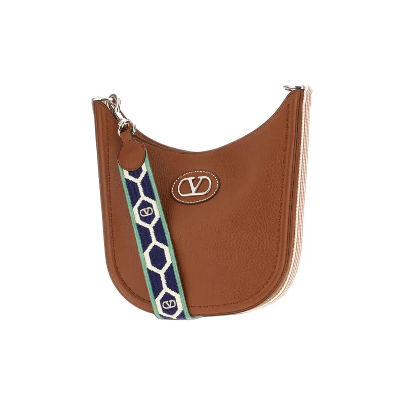 Valentino Cow Leather Shoulder Bag Women's Brown-1