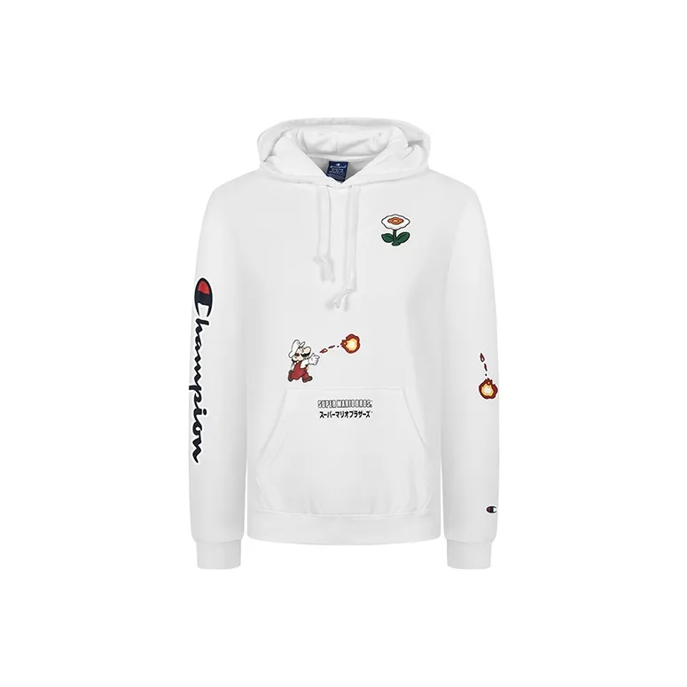 Champion x Nintendo Hooded Loose Fit Sweatshirt Unisex White-0
