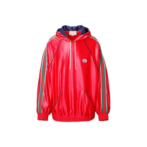 GUCCI Shiny Jersey Hooded Sweatshirt With Web