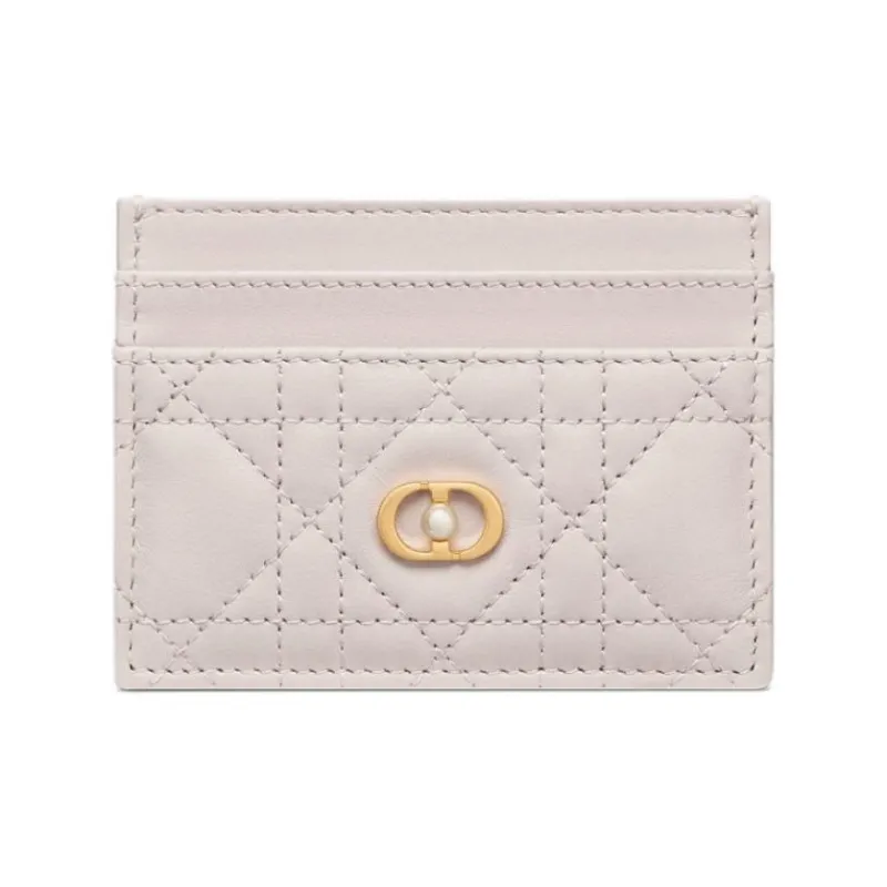 DIOR Jolie Dior Sheepskin Card Holder Women's Linen Beige-0