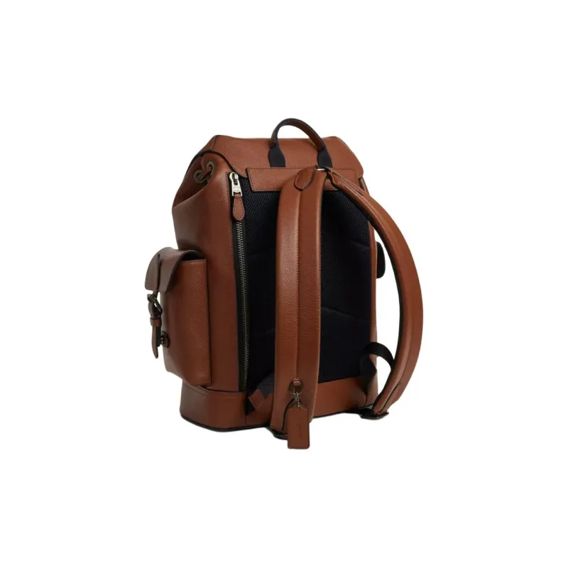 COACH Hudson Refined Pebble Pattern Leather Backpack Tubas Men's Brown-1