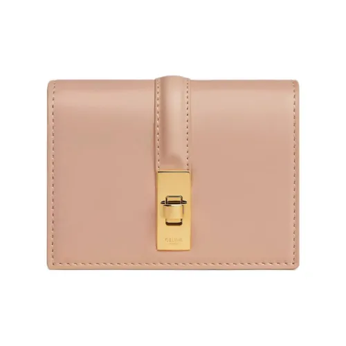 CELINE Calfskin Card Holder Women's Peach Pink