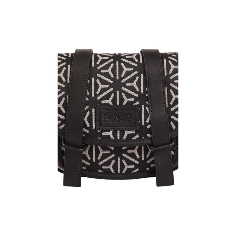 KENZO Cotton With Polyester Saddle Bag Messenger Bag Shoulder Bag Crossbody Bag Small Size Women's Black-2