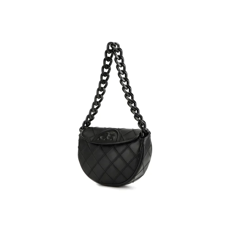 TORY BURCH Mini Fleming Soft Crescent Bag Black-1