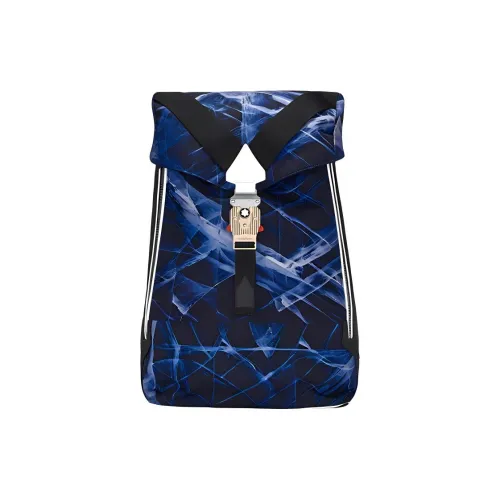 MONTBLANC Meisterstuck Nylon Patchwork Eco Friendly Cow Leather Fabric Backpacks Backpack Medium Size Unisex Black/Blue