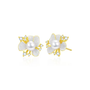 Lao Feng Xiang S925 Silver Stud Earrings Women's