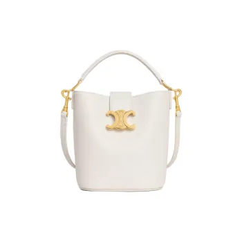 CELINE Calfskin Bucket Bag, One Shoulder Handbag Mini Women's Beige