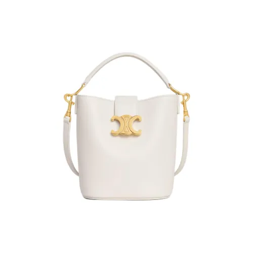 CELINE Calfskin Bucket Bag, One Shoulder Handbag Mini Women's Beige