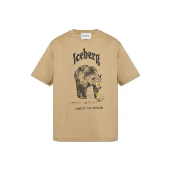 Iceberg Logo Printed Crewneck T Shirt