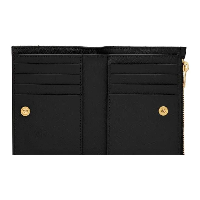 SAINT LAURENT Monogram Cow Leather Wallet Women's Black-4