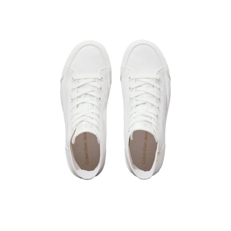 CKJ CALVIN KLEIN JEANS High Top Canvas Shoes Women's White-4
