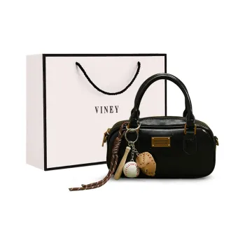 VINEY Synthetic Leather Handbag Shoulder Bag Crossbody Bag Bowling Bag Regular Women's Black