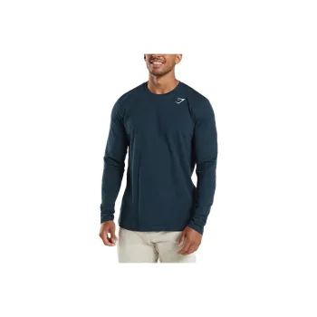 GYMSHARK CREST LONG SLEEVE T-SHIRT T-Shirt Men's Marine Blue