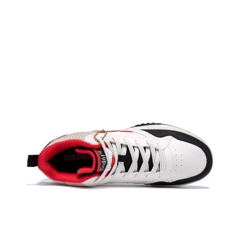 361° Wear resistant And Lightweight Mid Top Skateboard Shoes Men's White Black Red-4