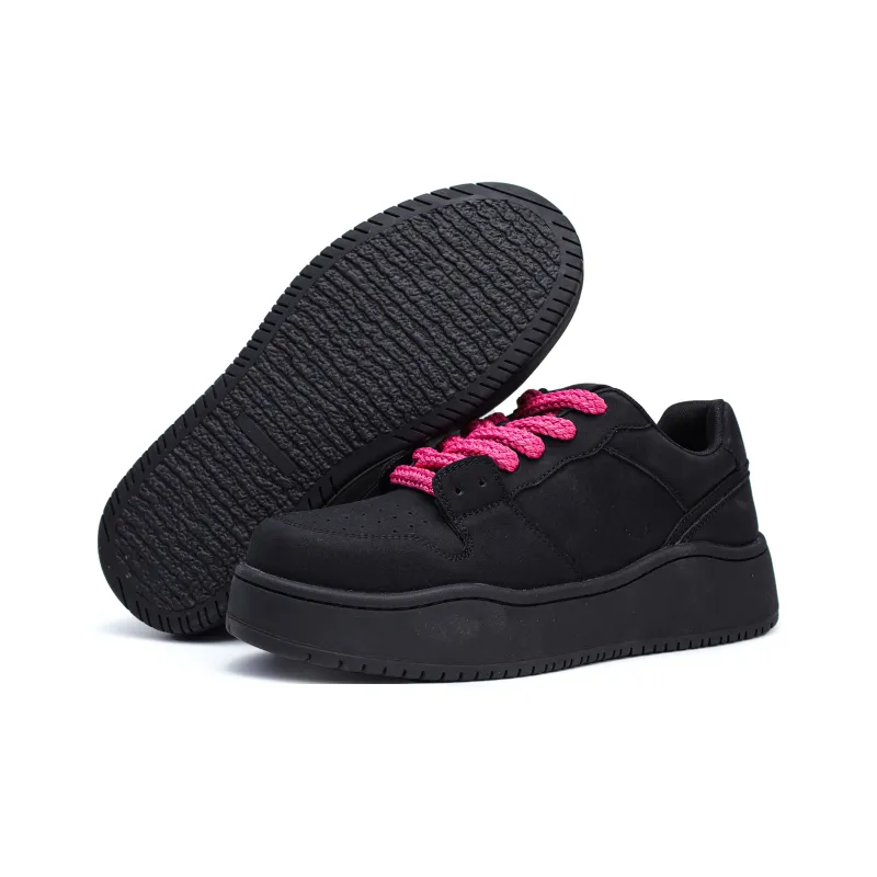 Rummaden Cushioned Slip Resistant Abrasion Resistant Breathable Low Top Skateboard Shoes Unisex Black-4