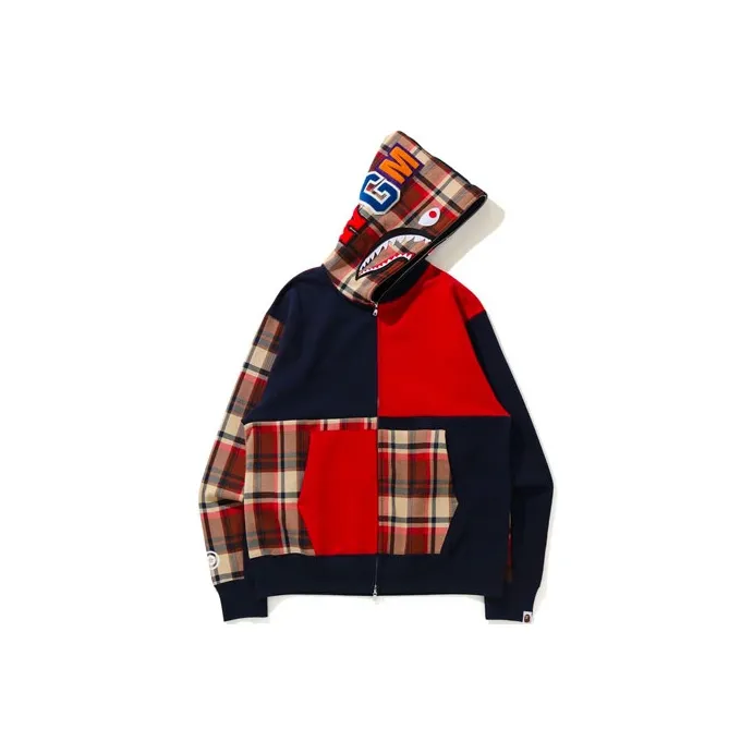Bape Check Shark Relaxed Full Zip Hoodie-3