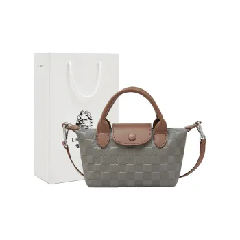 Old Man's Head Top Grain Cow Leather Dumpling Bag Handbag Regular Women's Gray/Black