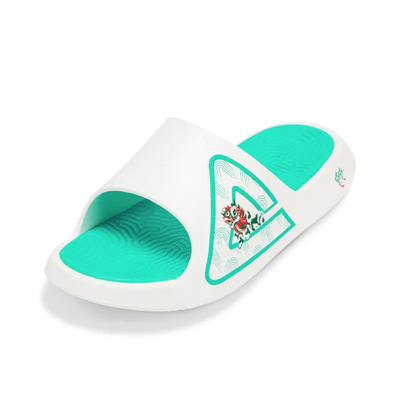 PEAK State Pole Guochuang Slippers Slip Resistant Odor Resistant Abrasion Resistant Slide Slippers Unisex White Green-2