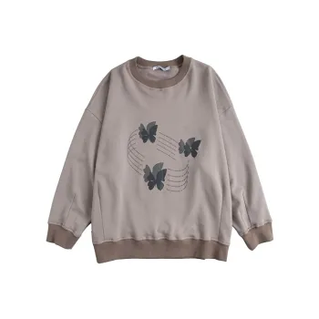 YOSHIYOYI Crew Neck Sweatshirt Unisex Khaki