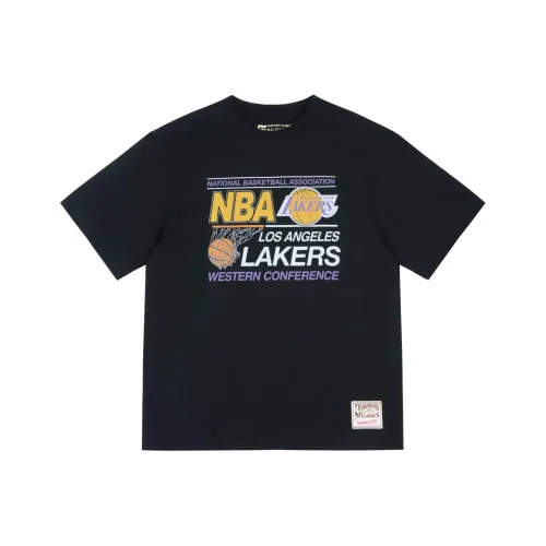 Mitchell & Ness Drop Shoulder Sleeve T Shirt Unisex Black Los Angeles Lakers