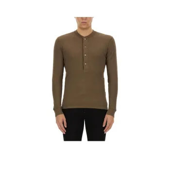 TOM FORD Fine Ribbed Logo Embroidered T Shirt
