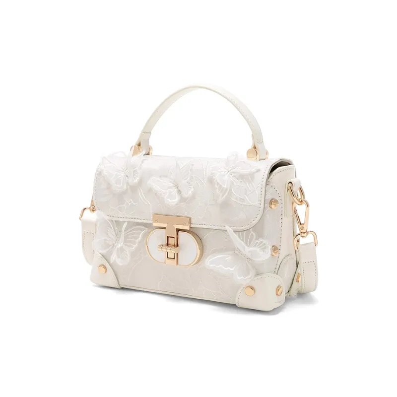 CLEVER& KETCH PU Box Bag Handbags Women's White/Pink-1