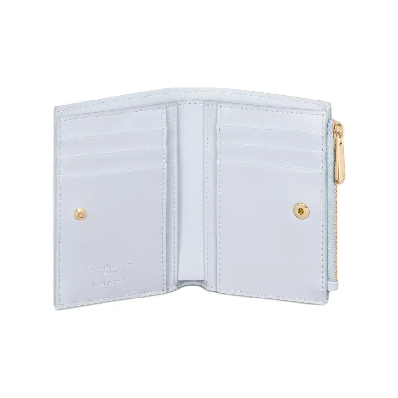DIOR Lady Dior Collection Sheepskin Wallet Regular Women's Blue-3