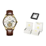 Brown Leather Gold Case White Dial[Luxury Box]