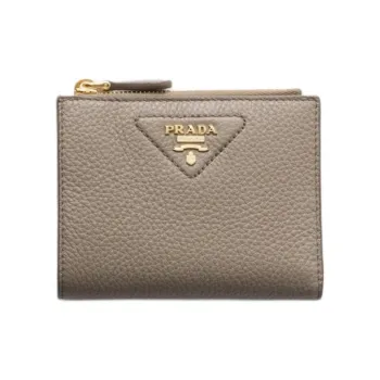 PRADA Vitello Dino Leather Wallet Mini Men's Gray
