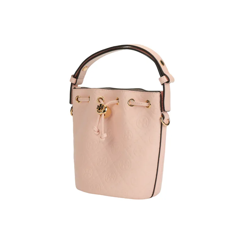 TORY BURCH T Monogram Leather Bucket Bag, Shoulder Bag, Crossbody Bag, Handbag Mini Women's Pink-1