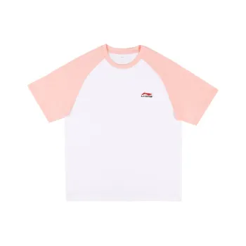LiNing Raglan Sleeve T Shirt Unisex White Pink