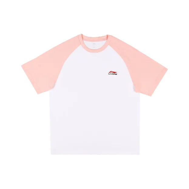 LiNing Raglan Sleeve T Shirt Unisex White Pink-0