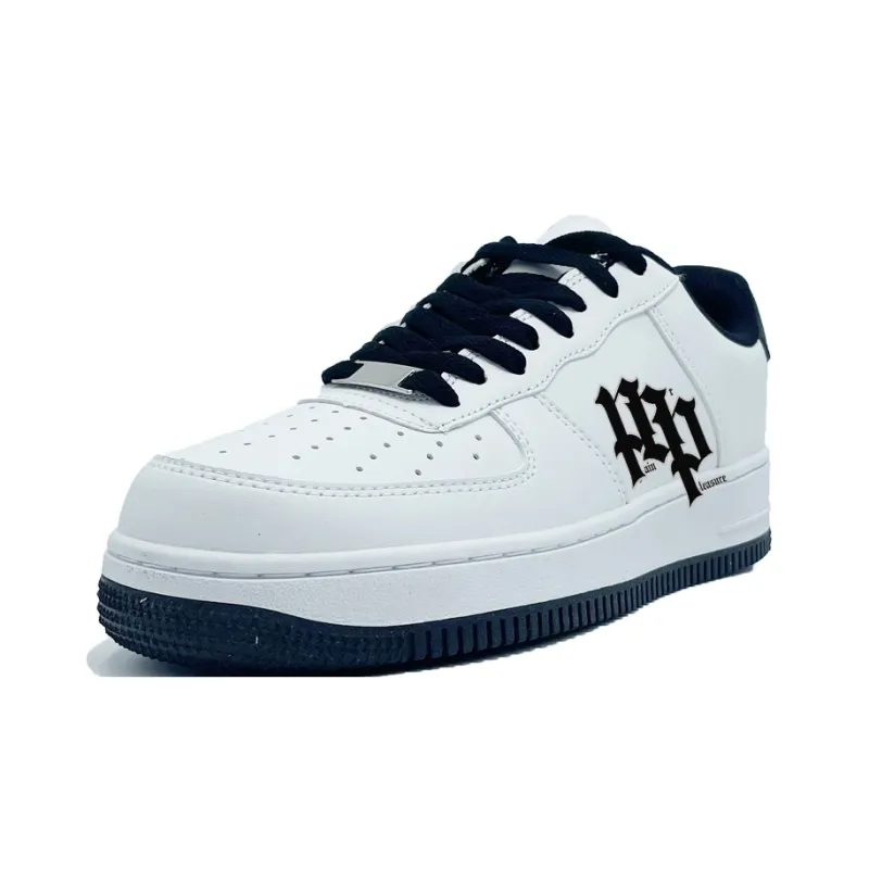PAIN OR PLEASURE Low Top Skateboard Shoes Unisex Blue White-1