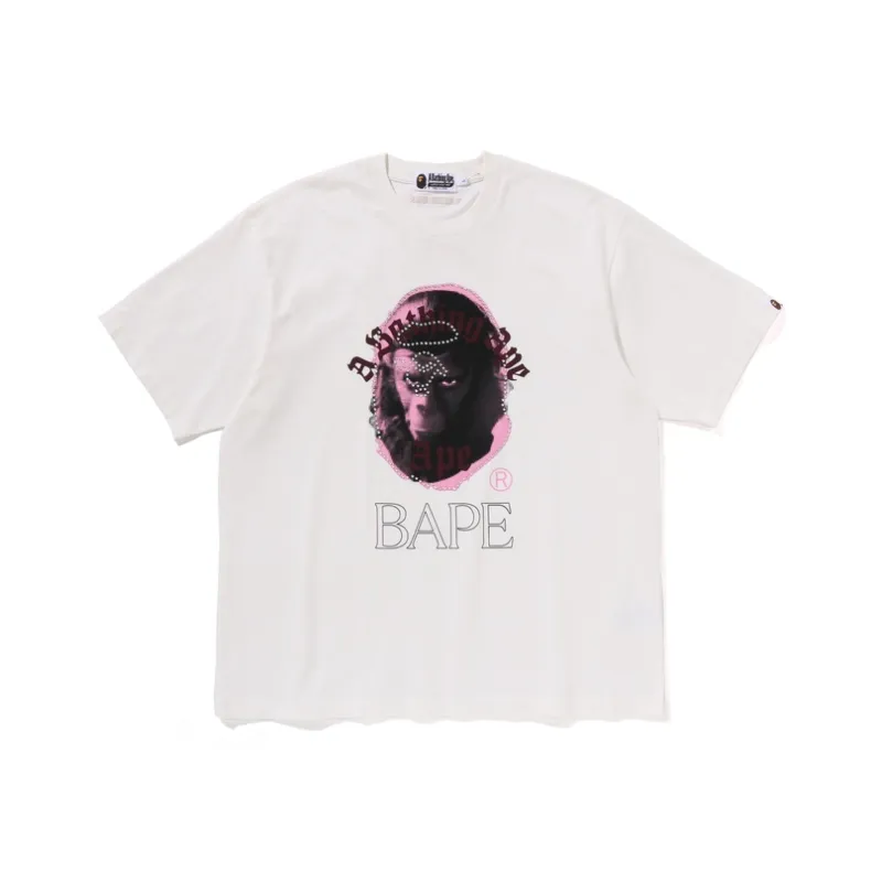 Bape Garment Dye Rhinestone Ape Head Relaxed Fit Tee-2