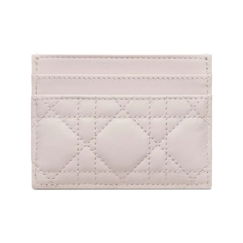 DIOR Jolie Dior Sheepskin Card Holder Women's Linen Beige-1