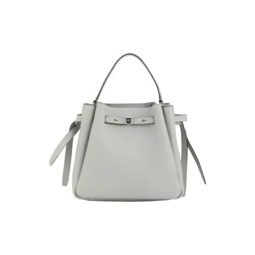 TORY BURCH Litchi Grain Leather Bucket Bag, Shoulder Bag, Crossbody Bag, Handbag Small Size Women's Gray