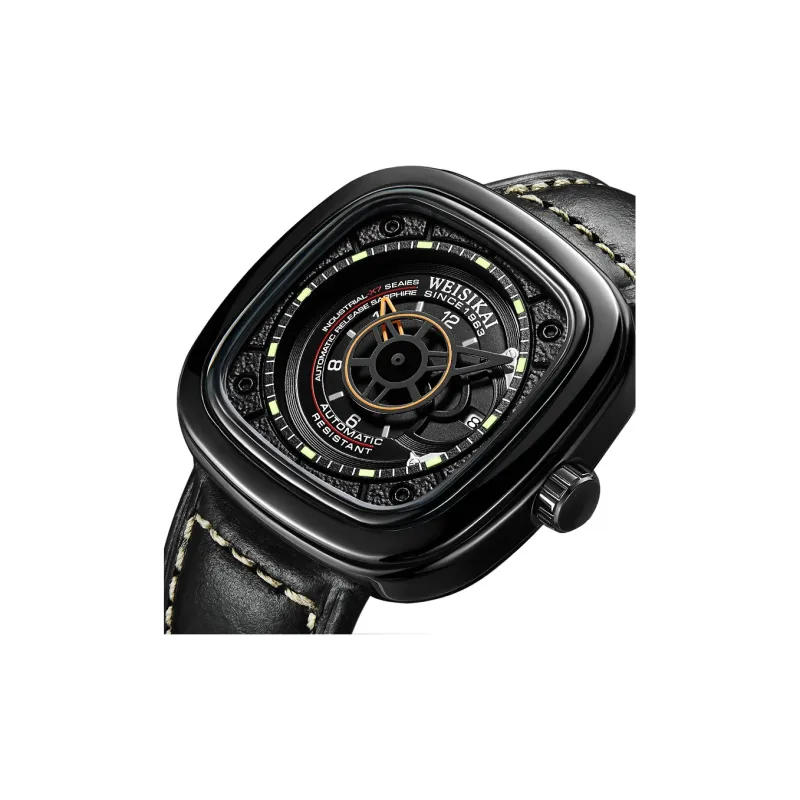 WSK Automatic Mechanical Movement TPU Strap Men's Watches White Dial-3