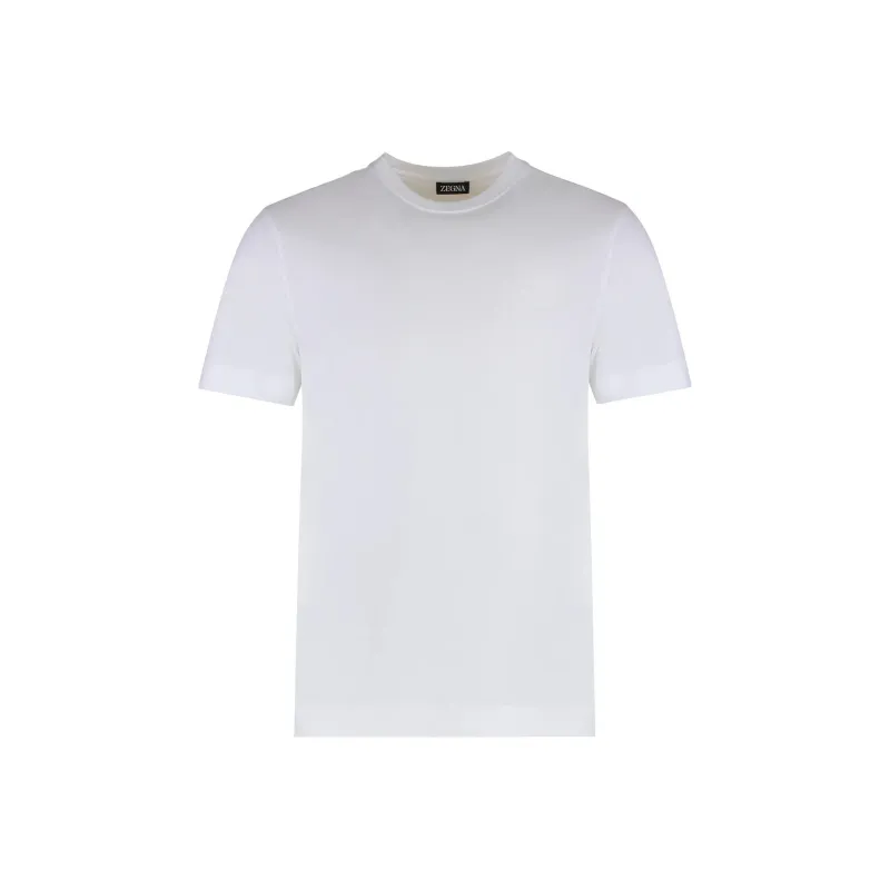Ermenegildo Zegna Logo Embroidered Crewneck T Shirt-0