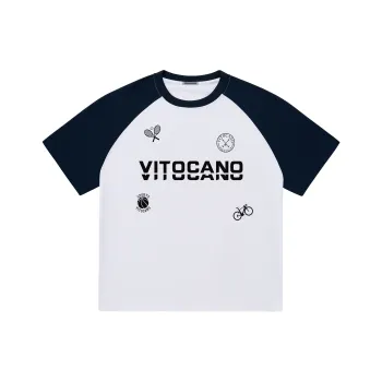 Vitocano T Shirt Unisex White & Navy Blue