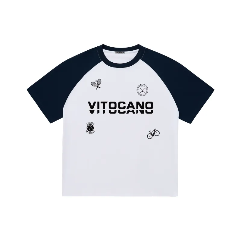 Vitocano T-Shirt Unisex White & Navy Blue-0