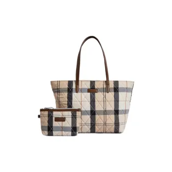 BARBOUR Polyester Tote Bag, Shopping Bag, Shoulder Bag Women's Khaki & Light Umber