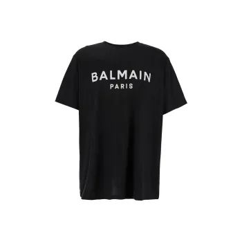 BALMAIN Logo Printed Crewneck T Shirt