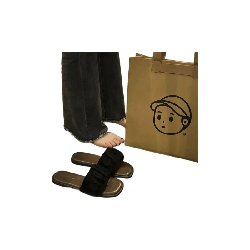 Qiao Anju Slippers Brown, Black Ecru-8