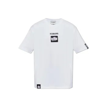 Iceberg Logo Embroidered Crewneck T Shirt